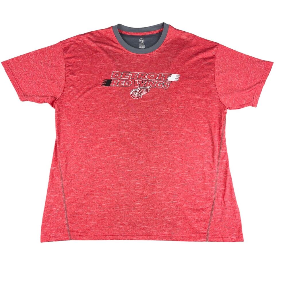 Detroit Red Wings Shirt Men's 2XL Red Short Sleeve Stretch Breathable NHL Soft